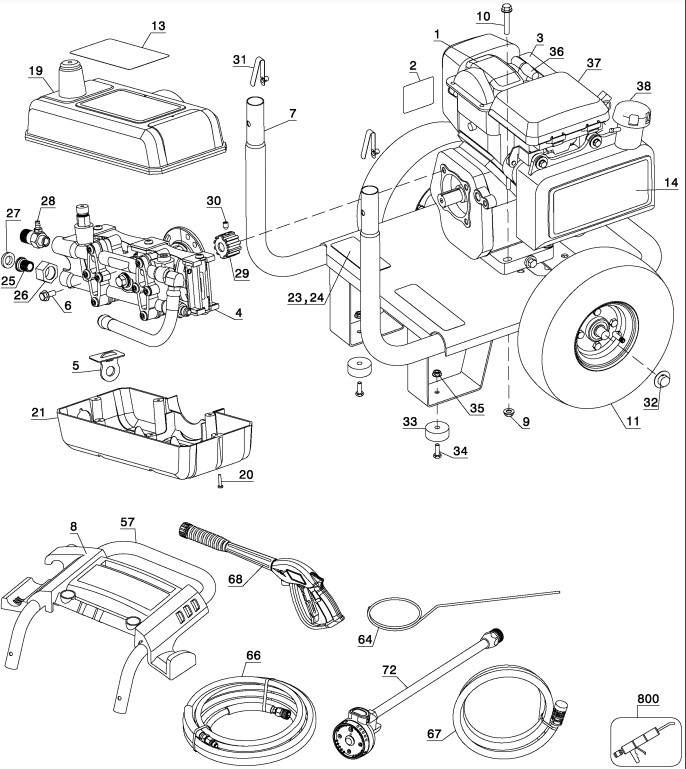 EXCELL XC2600 pressure washer replacement parts